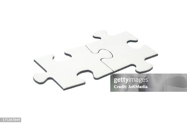 two blank jigsaw pieces - connect the dots puzzle stock pictures, royalty-free photos & images