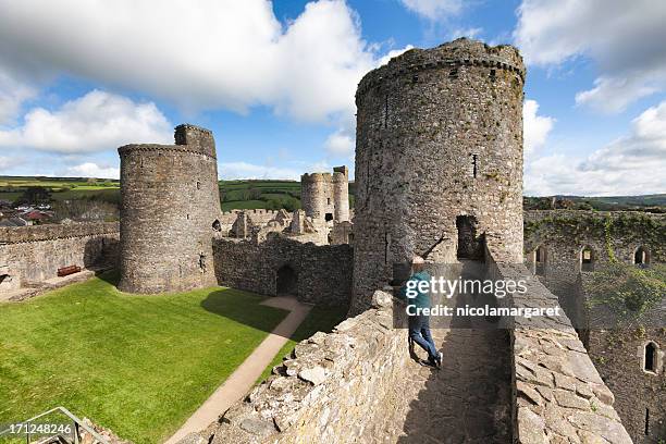 kidwelly castle, carmarthenshire, wales. - norman style stock pictures, royalty-free photos & images