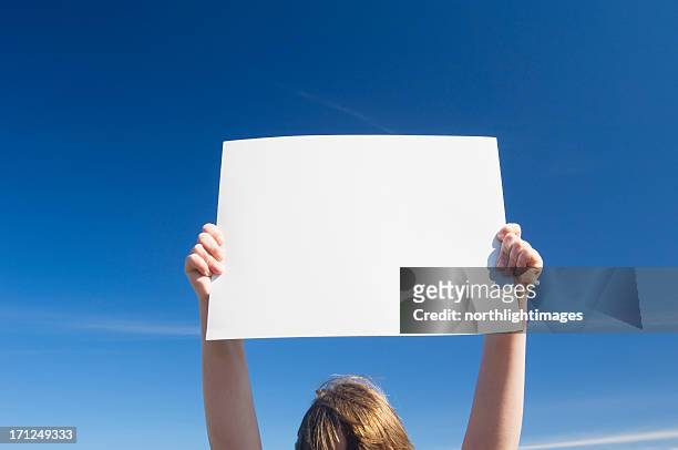blank sign - person holding up sign bildbanksfoton och bilder