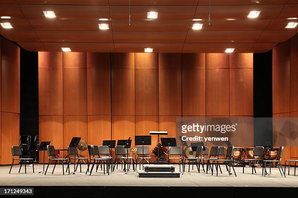 orchestra seats on stage - stage performance space stock pictures, royalty-free photos & images