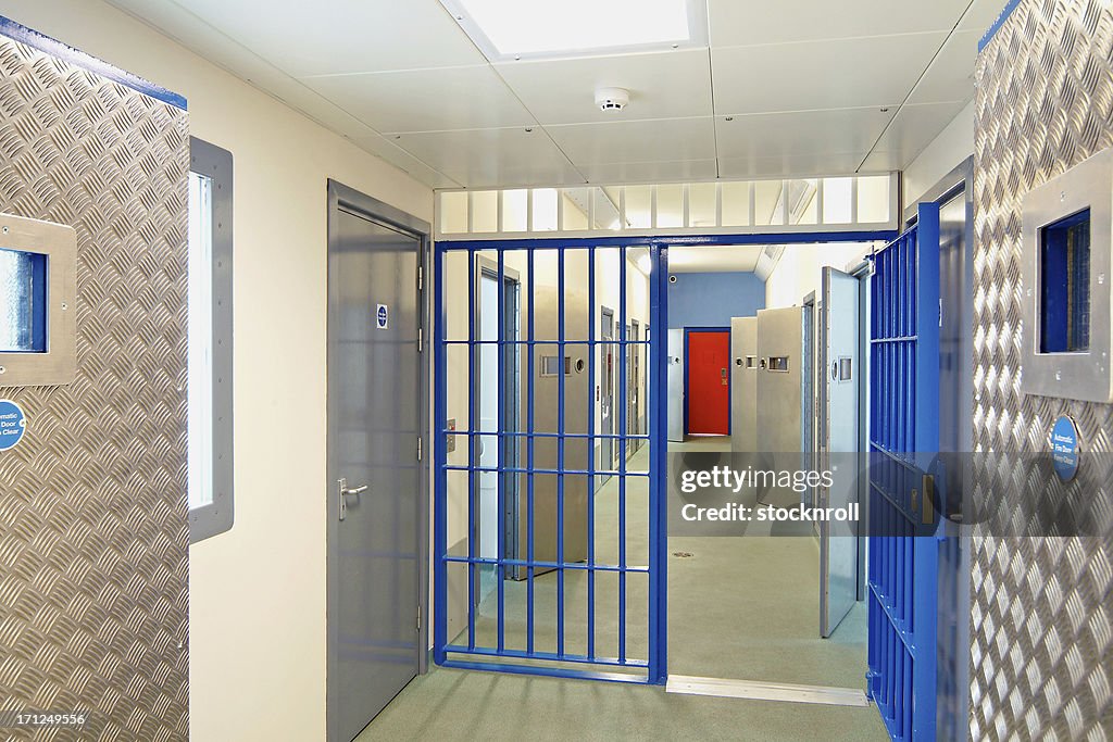 Inside of a modern prison with open doors