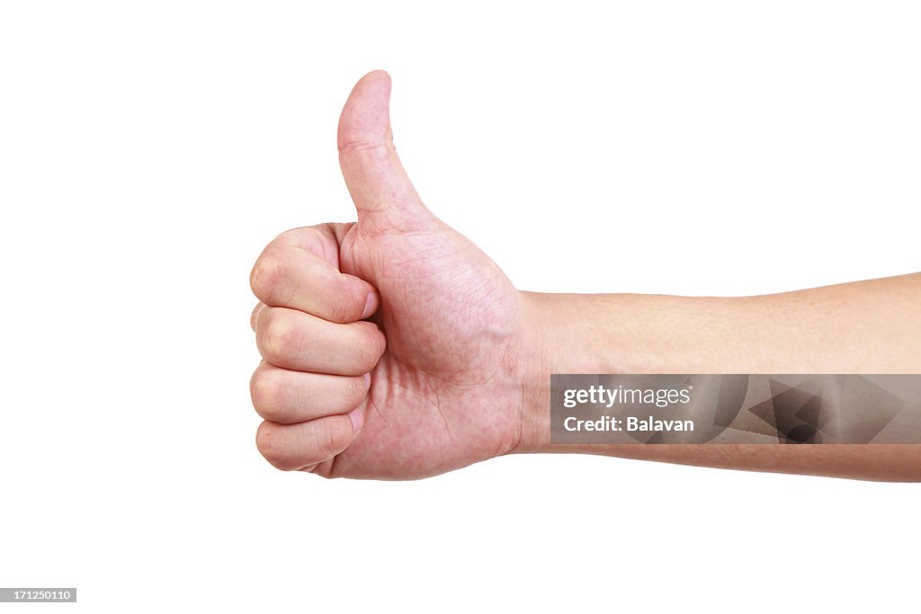 Thumbs up on white background