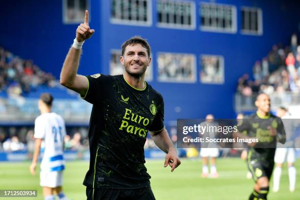 Santiago Gimenez of Feyenoord celebrates 0-2 during the Dutch Eredivisie match between PEC Zwolle v Feyenoord at the MAC3PARK Stadium on October 8,...