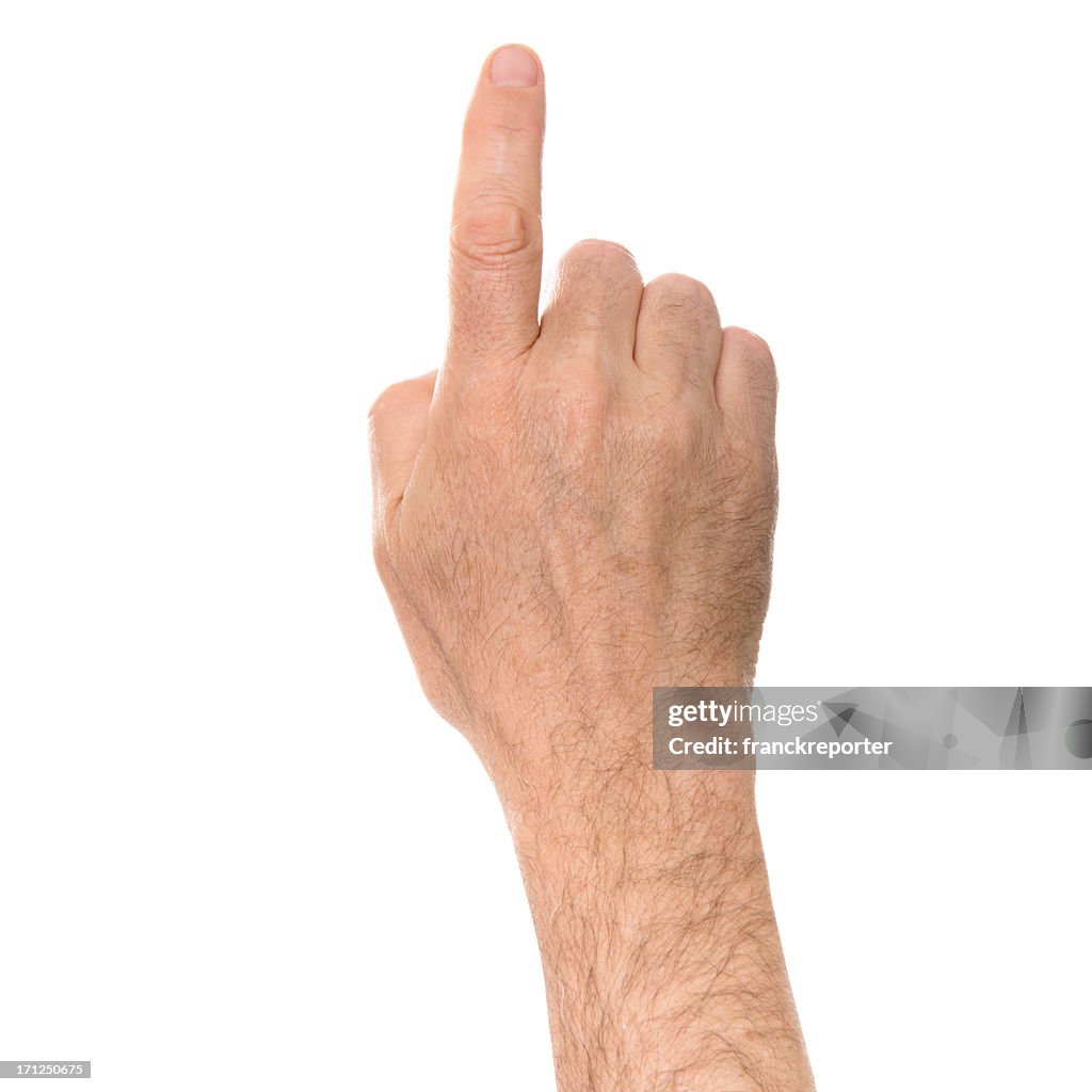 人間の指を指す手に 1 つの指