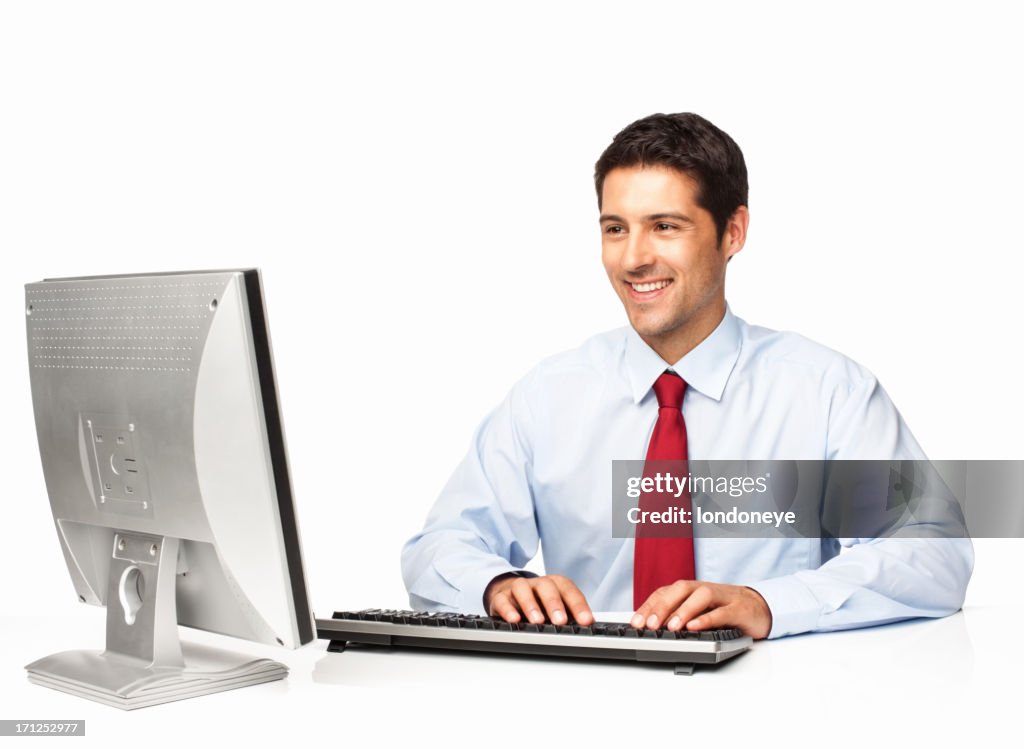 Ceo At Computer Business Executive Working On Computer Isolated High-Res Stock Photo ...