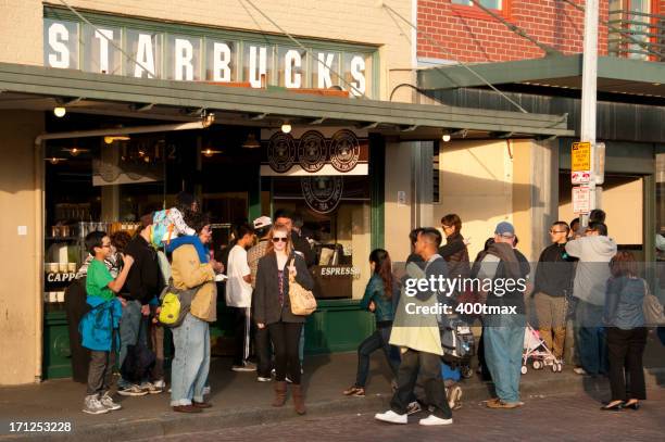 オリジナルの starbucks （スターバックス）」のパイクプレイスマーケット - スターバックス ストックフォトと画像