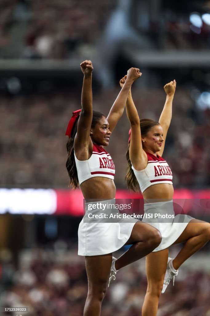 Arkansas Razorbacks Cheer General photo of Arkansas Razorbacks cheerleader during a game... News ...