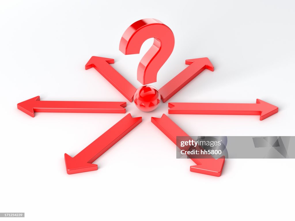 Question mark and arrow sign