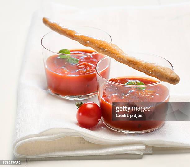 tomato soup, gazpacho - gazpacho stock pictures, royalty-free photos & images