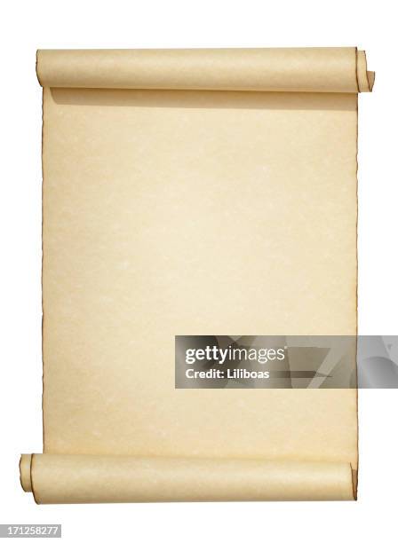 scroll aislado en blanco - rollo medios impresos fotografías e imágenes de stock