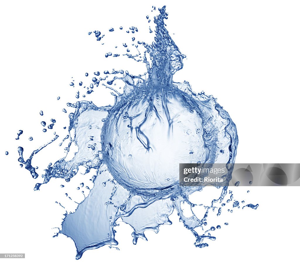 Blue water splash