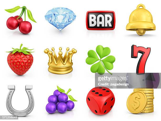 slot machine icons - casino stock pictures, royalty-free photos & images