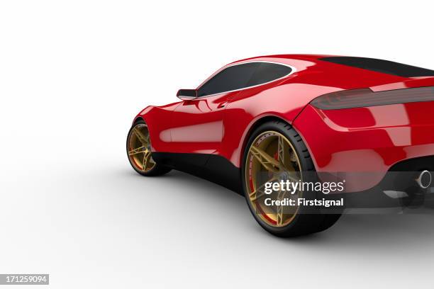 red sport car on white background - sports car on white stock pictures, royalty-free photos & images