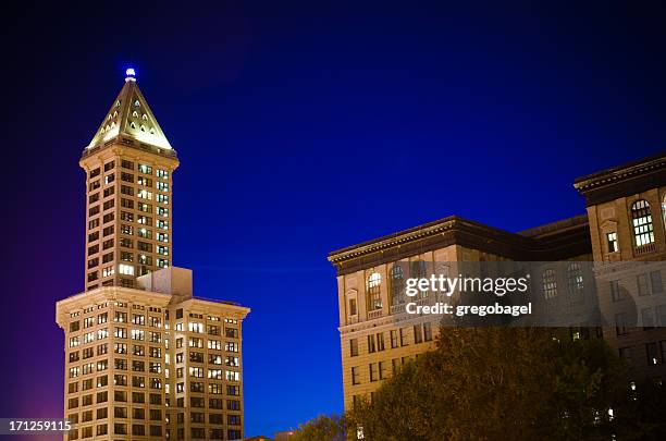 smith tower and king county district court, seattle, wa - king county stock pictures, royalty-free photos & images