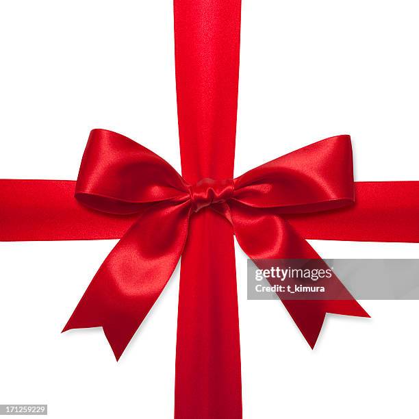 red gift bow - white satin stock pictures, royalty-free photos & images