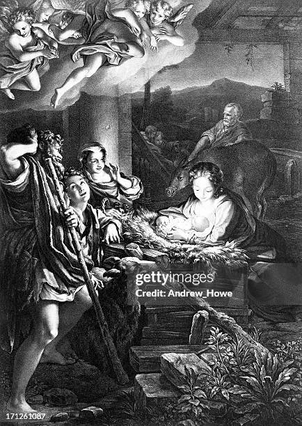 the holy night - bible stock illustrations