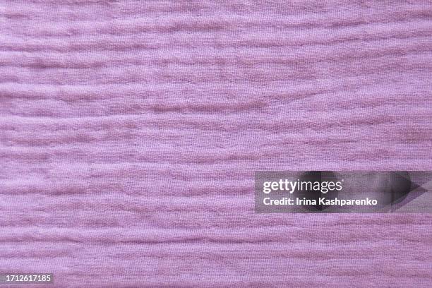 soft lilac muslin fabric background texture. - gauze stock pictures, royalty-free photos & images