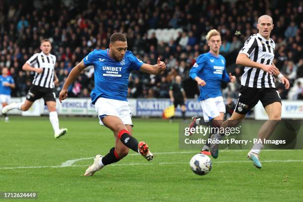 Rangers' Cyriel Dessers attempts a shot on goal during the cinch Premiership match at the SMISA Stadium, Paisley. Picture date: Sunday October 8,...