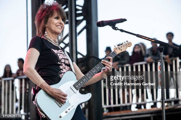 Chrissie Hynde of the band The Pretenders performs at the 2023 Ohana Music Festival at Doheny State Beach on October 01, 2023 in Dana Point,...