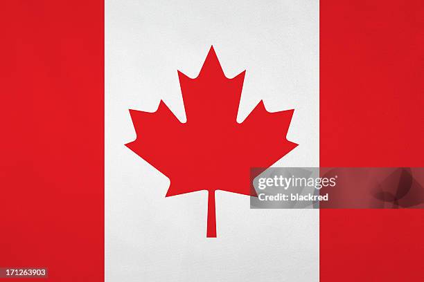 canadian flag with nice satin texture - vlag planten stockfoto's en -beelden