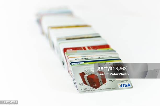 credit cards on white - american express shop stock pictures, royalty-free photos & images