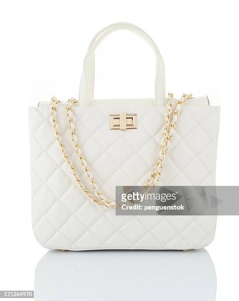 white handbag - white purse stockfoto's en -beelden