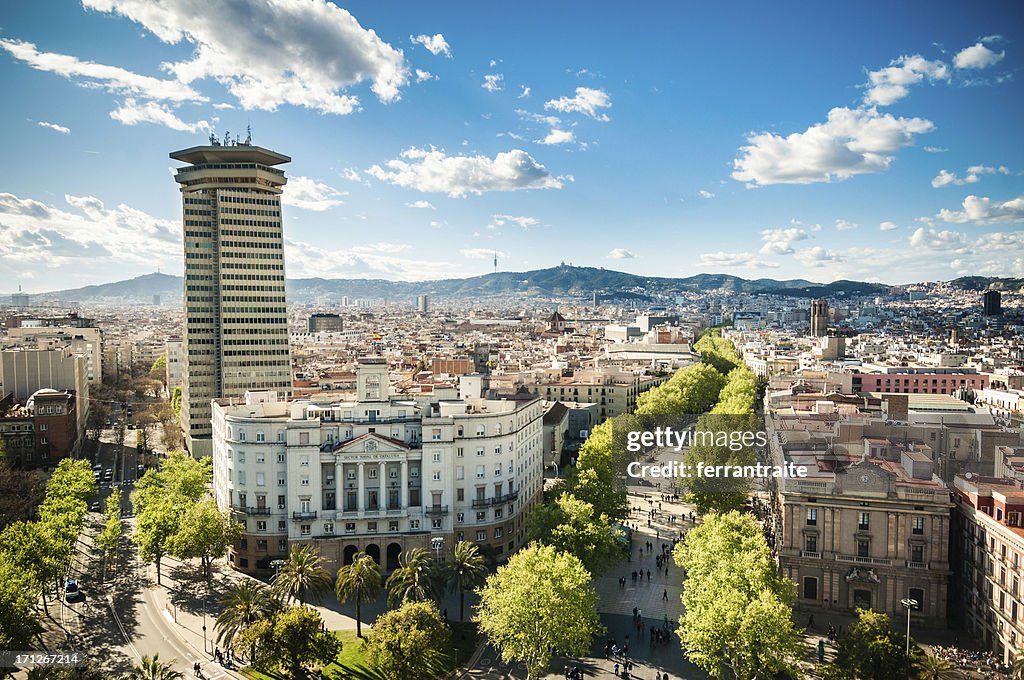 Skyline von Barcelona und Las Ramblas