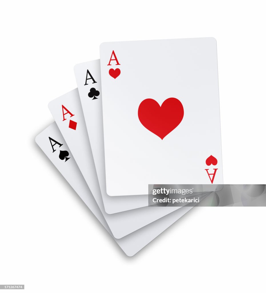 Playing Cards - Four Aces (Clipping Path)