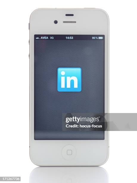 linkedin do iphone 4 - linkedin imagens e fotografias de stock