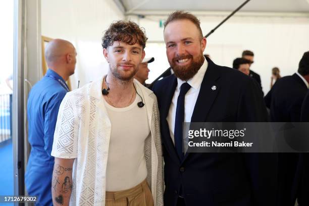 Singer Tom Grennan and Shane Lowry of Team Europe pose for a photograph during the opening ceremony for the 2023 Ryder Cup at Marco Simone Golf Club...