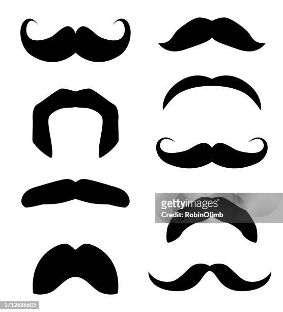 mustache icons - white background stock illustrations