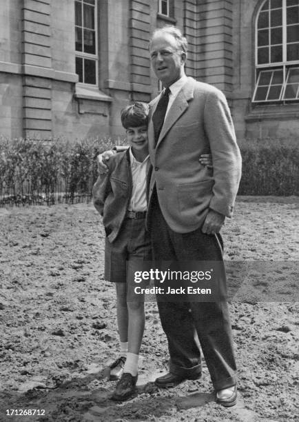 Ex-King Leopold III of Belgium poses for a photograph with his youngest son, Prince Alexander of Belgium , at the Royal Palace of Laeken, Brussels,...