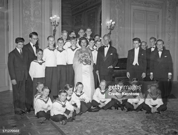 Ex-King Leopold III of Belgium celebrates his 54th birthday with Princess Lilian of Belgium and members of their family with a concert given by the...