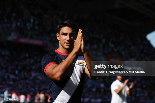 Santiago Carreras of Argentina acknowledges the crowd after the Rugby World Cup France 2023 match between Japan and Argentina at Stade de la...
