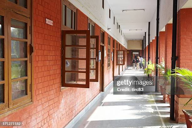delhi university building and corridor - delhi stock pictures, royalty-free photos & images