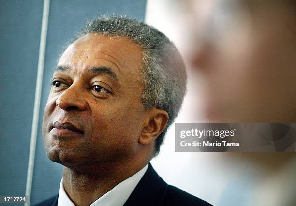 Stan O'Neal, CEO of Merrill Lynch and Company, looks on during a press conference at a summit on economic development hosted by Mayor Michael R....