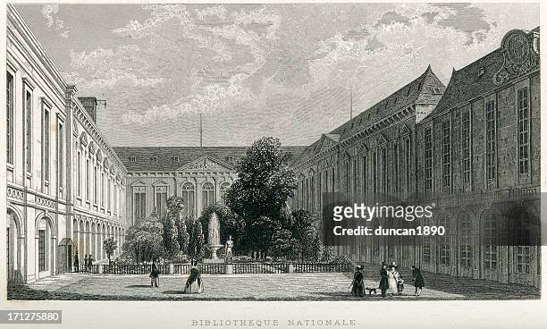 national library, paris - public library stock illustrations