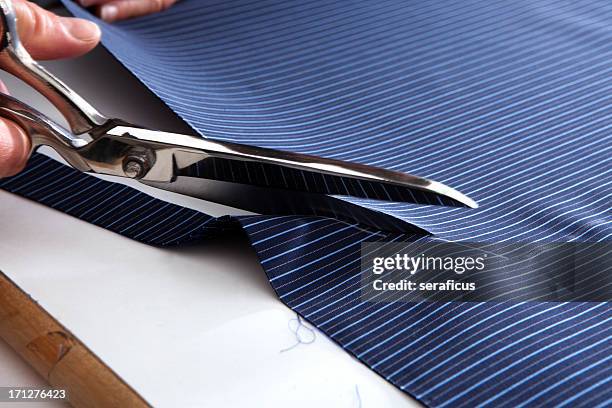 tailor at work - fabric scissors stock pictures, royalty-free photos & images