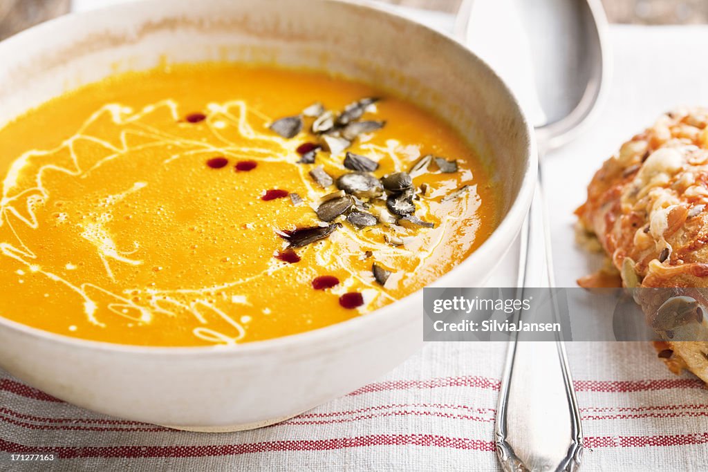 Pumpkin soup and bread