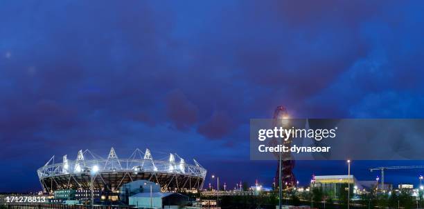 estádio olímpico de londres 2012 panorama noturno - estadio olímpico - fotografias e filmes do acervo