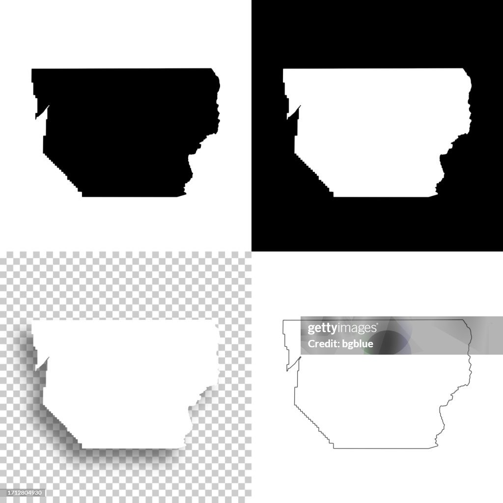 Churchill County, Nevada. Maps for design. Blank, white and black backgrounds