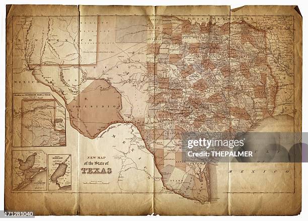 map of texas 1865 - west texas stock illustrations