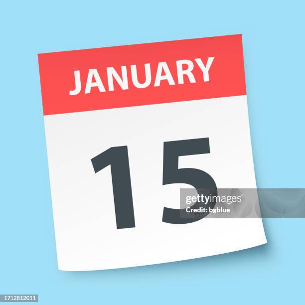 bildbanksillustrationer, clip art samt tecknat material och ikoner med january 15 - daily calendar on blue background - nummer 15