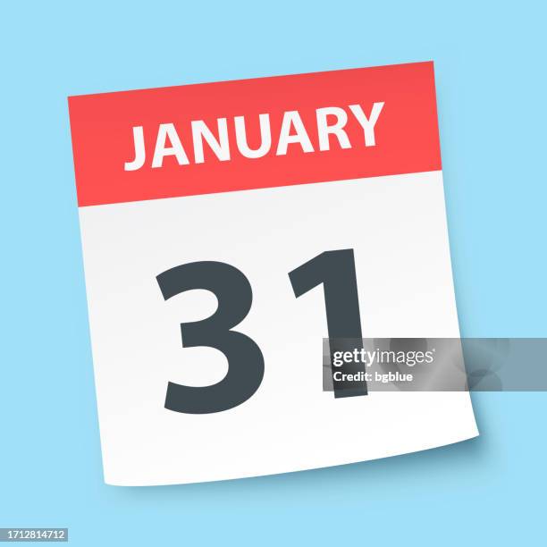 january 31 - daily calendar on blue background - 31 january stock illustrations