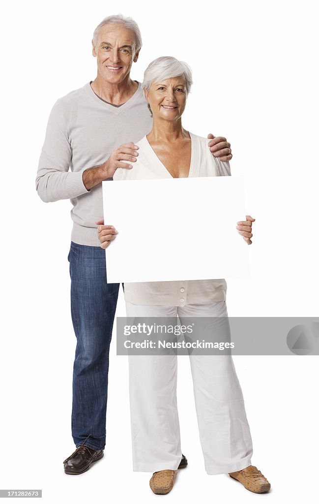 Senior Woman With a Blank Sign - Isolated