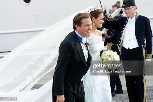 Princess Madeleine of Sweden and Christopher O'Neill attends the wedding of Princess Madeleine of Sweden and Christopher O'Neill hosted by King Carl...