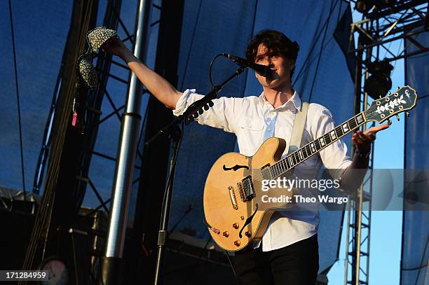 Ezra Koenig of Vampire weekend performs onstage at the Firefly Music Festival at The Woodlands of Dover International Speedway on June 23, 2013 in...
