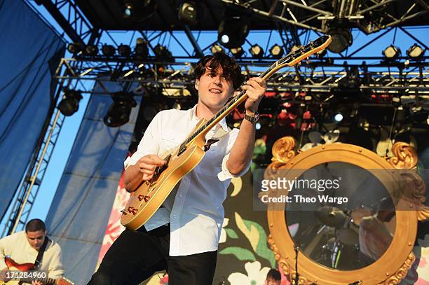 Ezra Koenig of Vampire weekend performs onstage at the Firefly Music Festival at The Woodlands of Dover International Speedway on June 23, 2013 in...