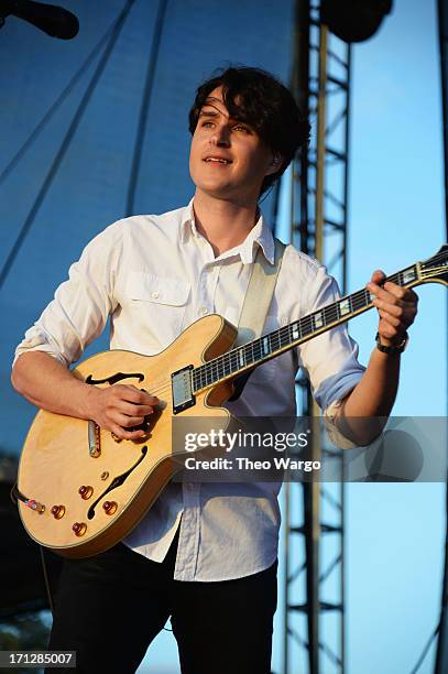 Ezra Koenig of Vampire weekend performs onstage at the Firefly Music Festival at The Woodlands of Dover International Speedway on June 23, 2013 in...