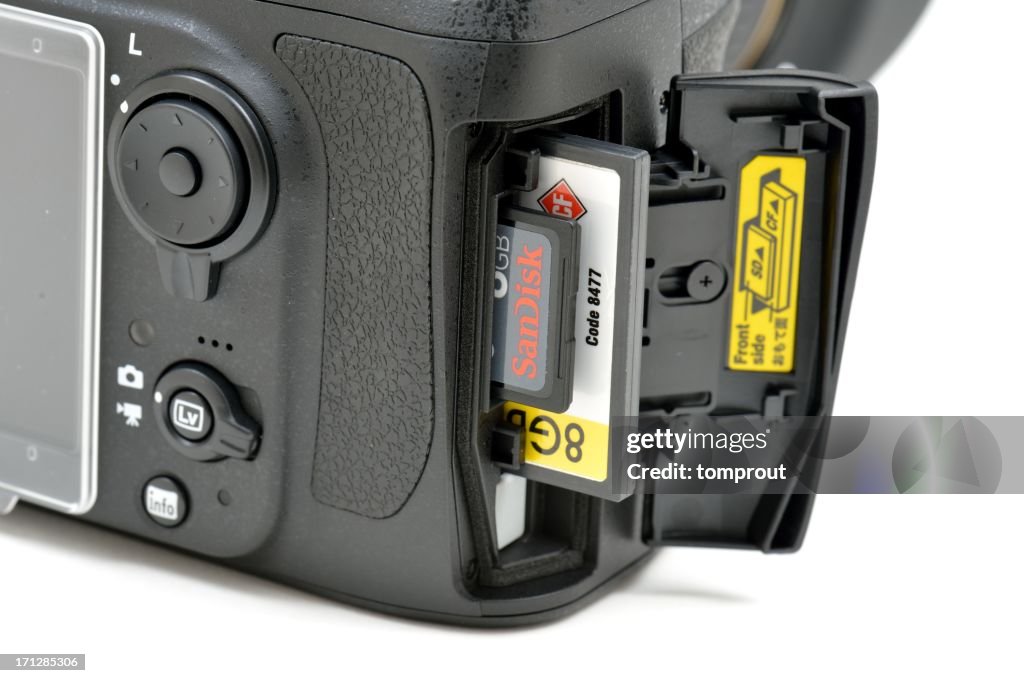 Nikon D800 Camera Memory Card Slots High-Res Stock Photo - Getty Images